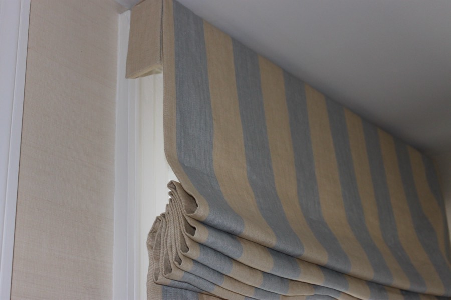 Custom roman shade with matching valance
